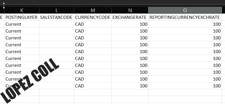 General Ledger import template - part 2