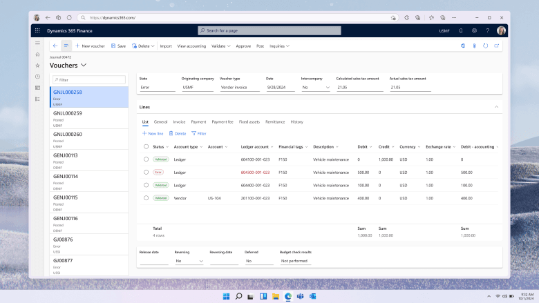 New Voucher UI in D365 F&O
